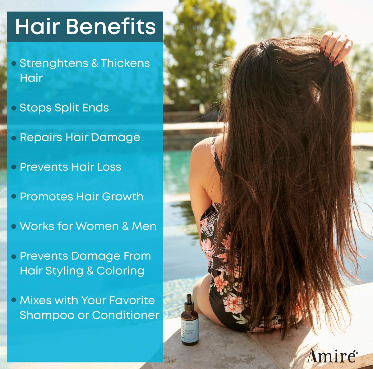 Amire USDA Certified Organic Argan Oil 4oz, Triple Extra Virgin Grade Moroccan Argan Oil for Hair Growth. Skin, Face, & Nails. Moisturizer. Scalp