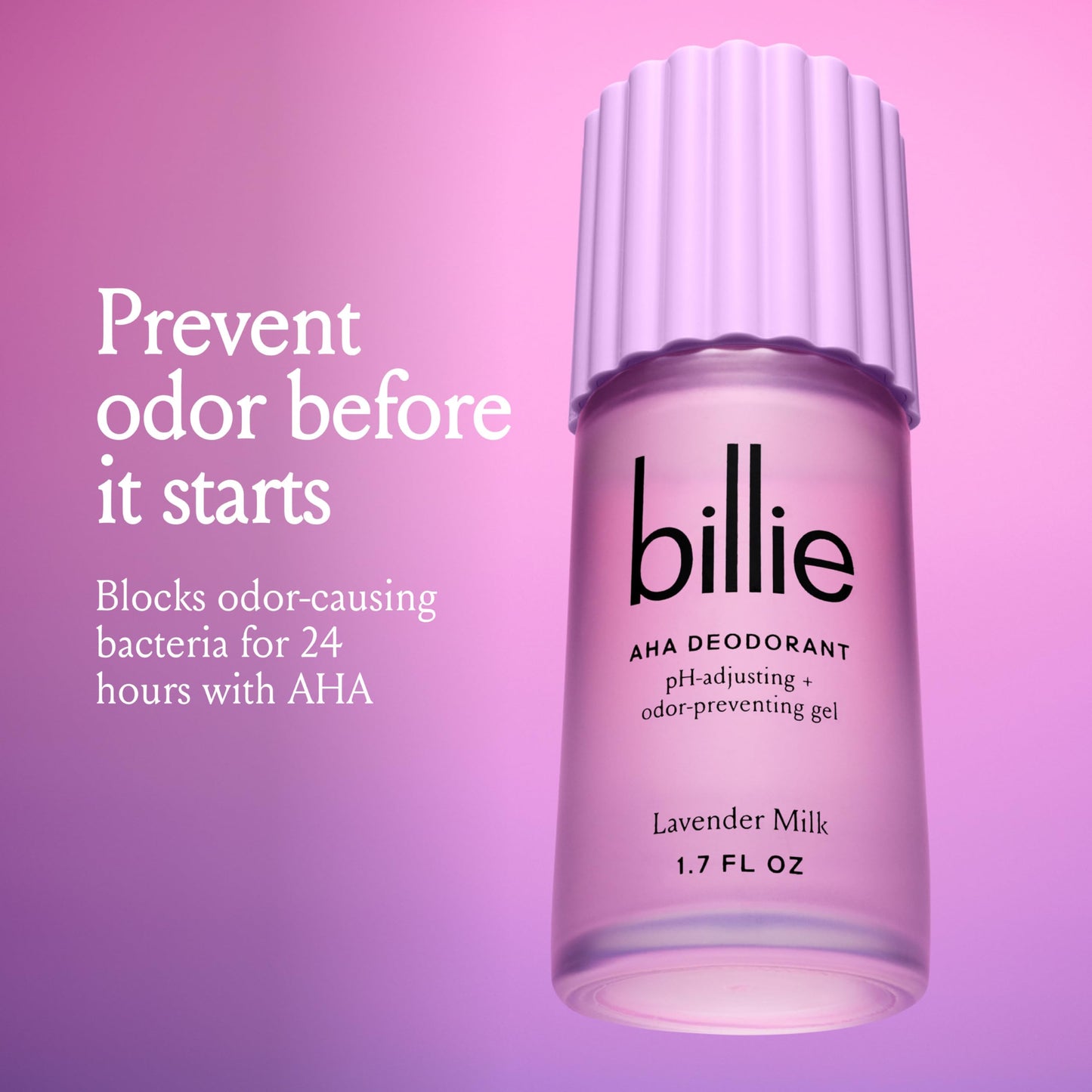 Billie AHA Deodorant 24-hour Odor-Preventing Gel, Aluminum-Free, Lavender Milk, 1.7oz Beauty and Personal Care Billie