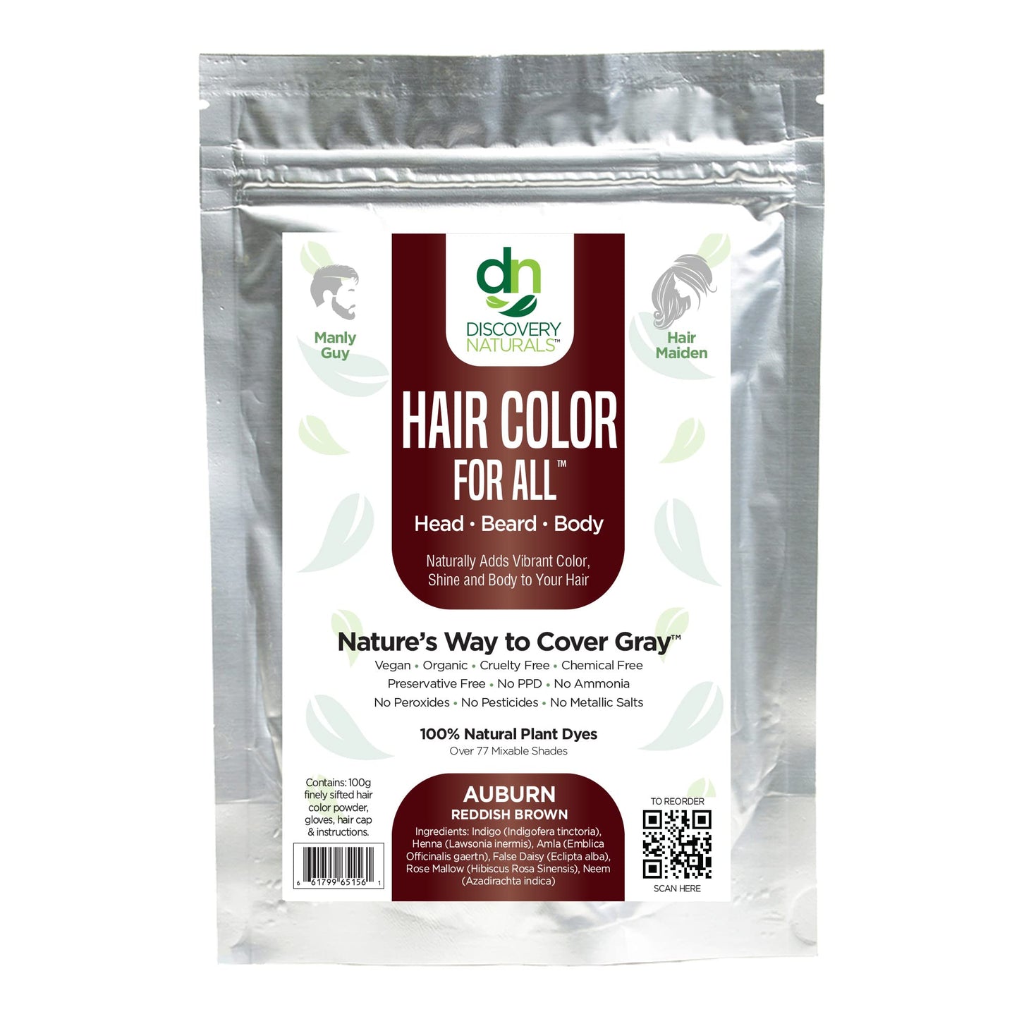 Auburn Reddish Brown Henna Hair Color For All Kit | 100% All Natural Hair Dye & Beard Dye Powder Kit Organic, Herbal & Vegan Chemical & Cruelty Free Beauty & Personal Care Discovery Naturals