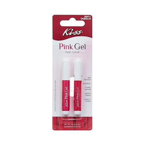 Kiss Pink Gel Nail Glue w/ 2 Pipettes (1 Pack) Beauty & Personal Care KISS