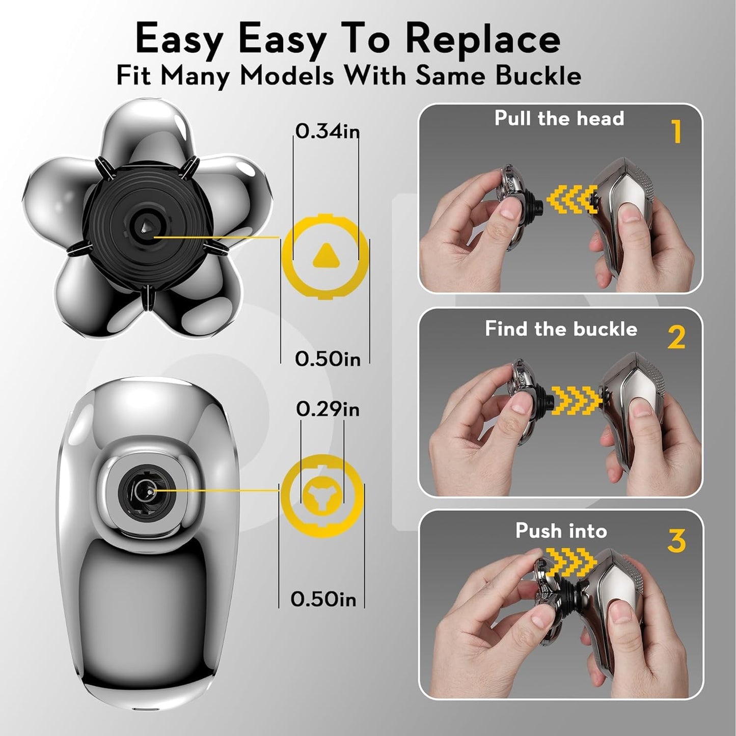 Kibiy 6D Blade Replacement Heads,Electric Shaver Replacement Head for Electric Razor for Men Wet and Dry Compatible Many Models Waterproof Head Beauty and Personal Care Kibiy