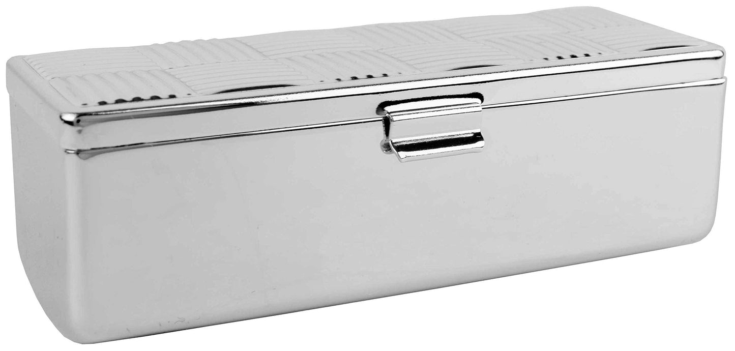 Stephanie Imports Set of 2 Rectangular Vintage Lipstick Cases With Glass Mirror (Silver Checker) Beauty & Personal Care Stephanie Imports