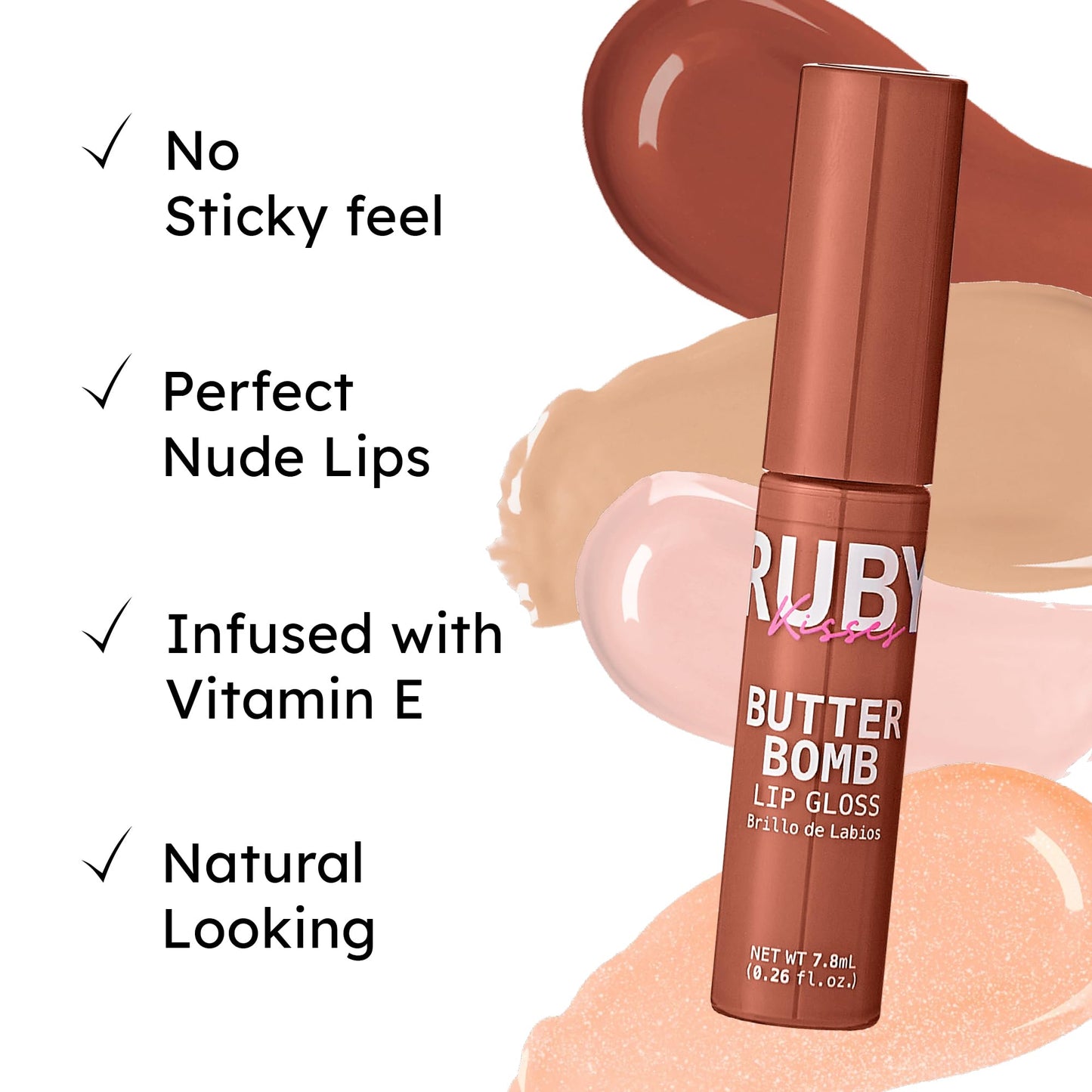 Ruby Kisses Butter Bomb Lip Gloss, High-Shine Non-Sticky Hydrating Plumping Beauty & Personal Care Ruby Kisses