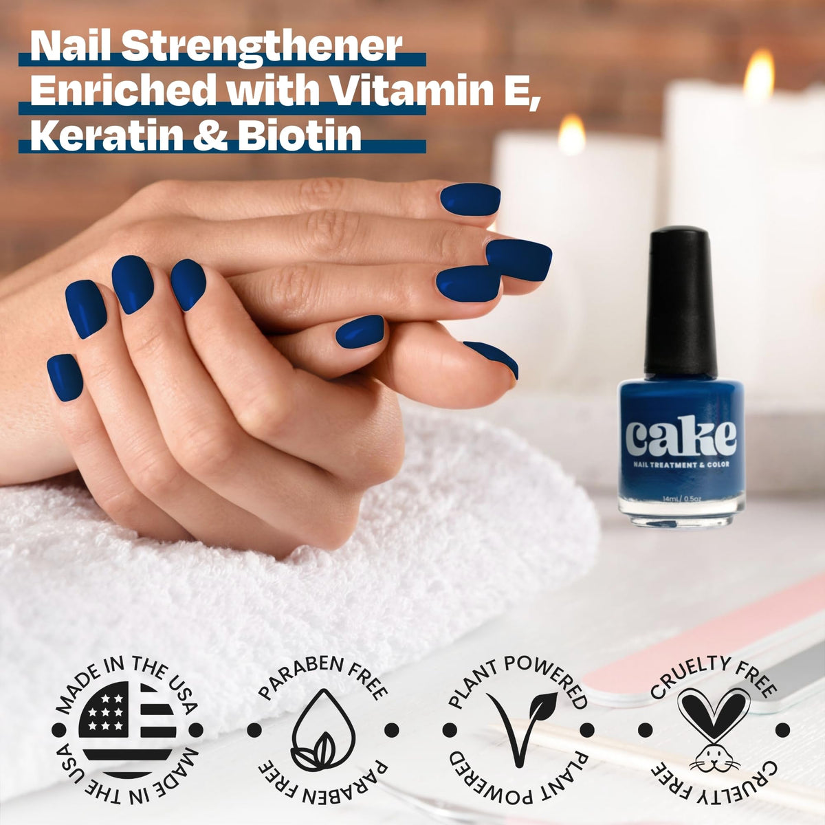 CAKE Vegan Nail Polish for Women, Cuticle Oil, Nail Strengthener and Growth, Nail Repair for Damaged Nails, Fingernail Polish, Natural Nail Polish