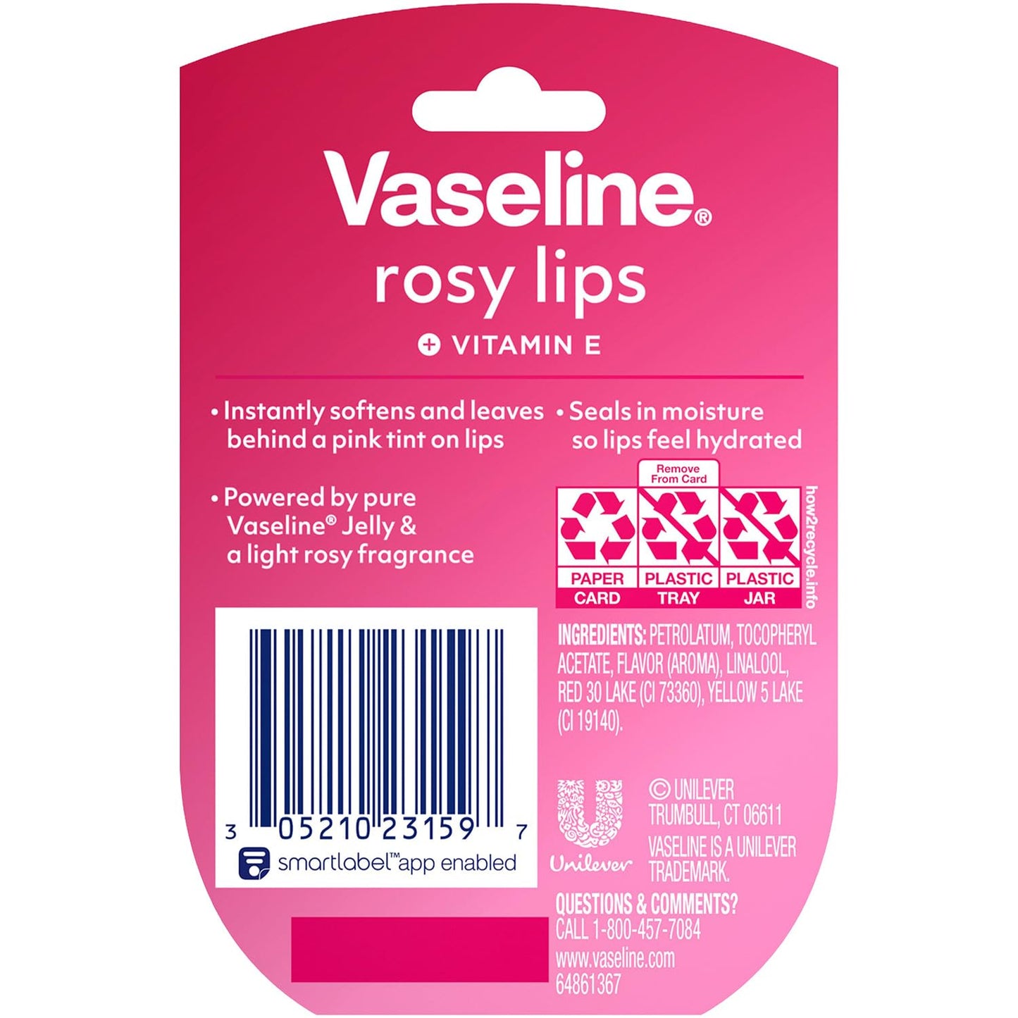 Vaseline Lip Therapy Rosy Lips 3-Pack - Moisturizing Lip Balm for Very Dry Lips in Mini Jars, 0.25 Oz. Beauty & Personal Care Vaseline