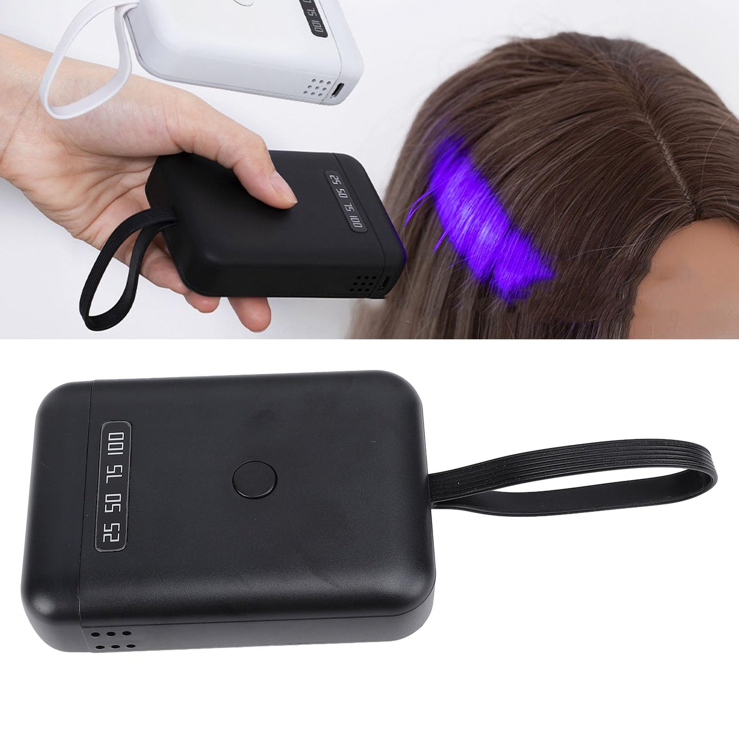 Hair Extension Glue Light, 405nm LED Light 5000mAh Rechargeable Handheld Glue Curing Lamp Hair Extension Tool for Home Hair Salon (Black) Beauty and Personal Care Tangxi