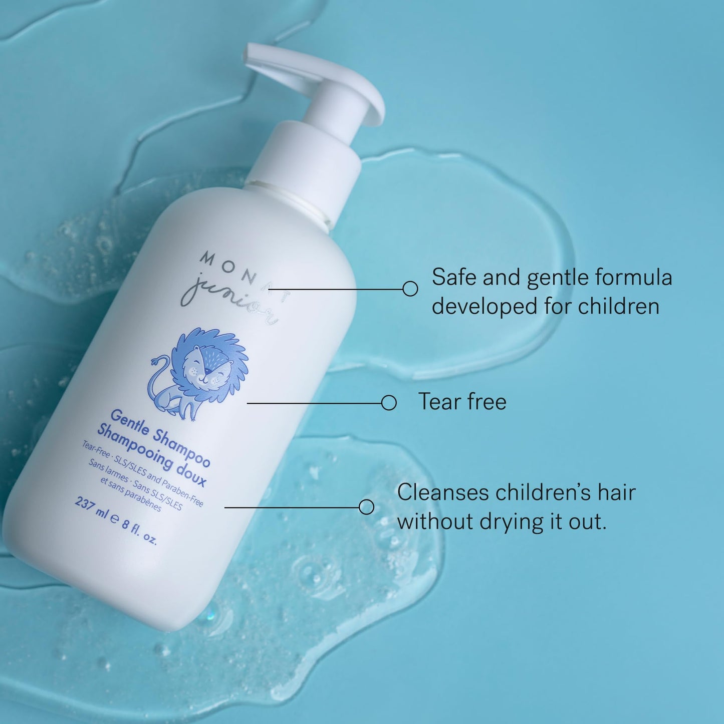 MONAT Junior Gentle 3-in-1 Hair Care System - Shampoo, Conditioner, Detangler for Children (8 fl. oz./6 fl. oz.) Beauty & Personal Care MONAT