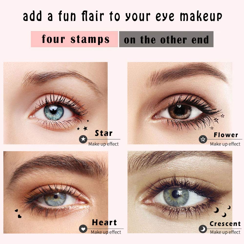Face Stamp & Eyeliner Set, 4 PCs Black Shape Stamps and Felt Eye Liners, Dual ended 2-in-1 Eye Makeup Pen Beauty & Personal Care Linble