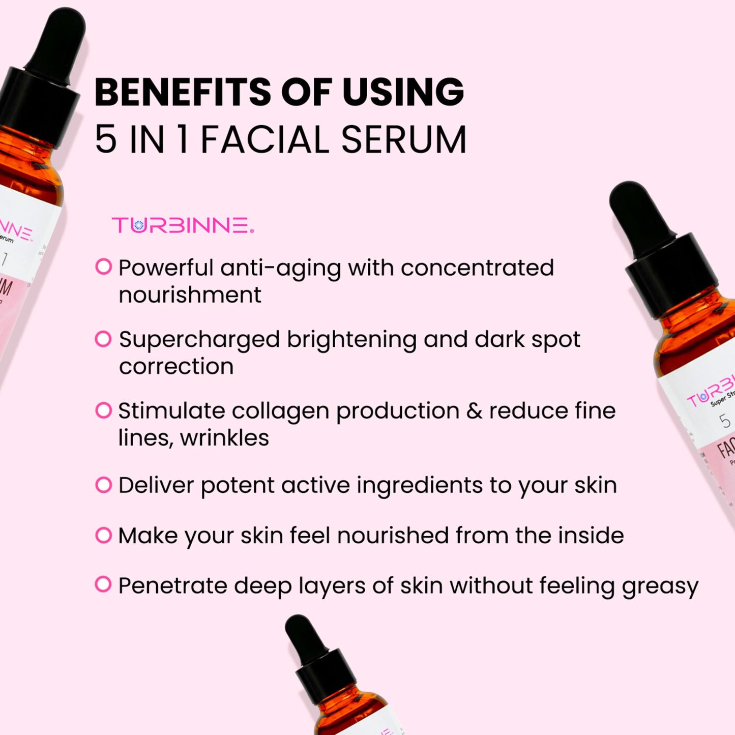 TURBINNE 5 In 1 Overnight Facial Serum. 5 Powerful Serums. Retinol, Hyaluronic Acid, Niacinamide, Vitamin C & E. Powerful Anti-Aging, Reduce Wrinkles Beauty & Personal Care TURBINNE