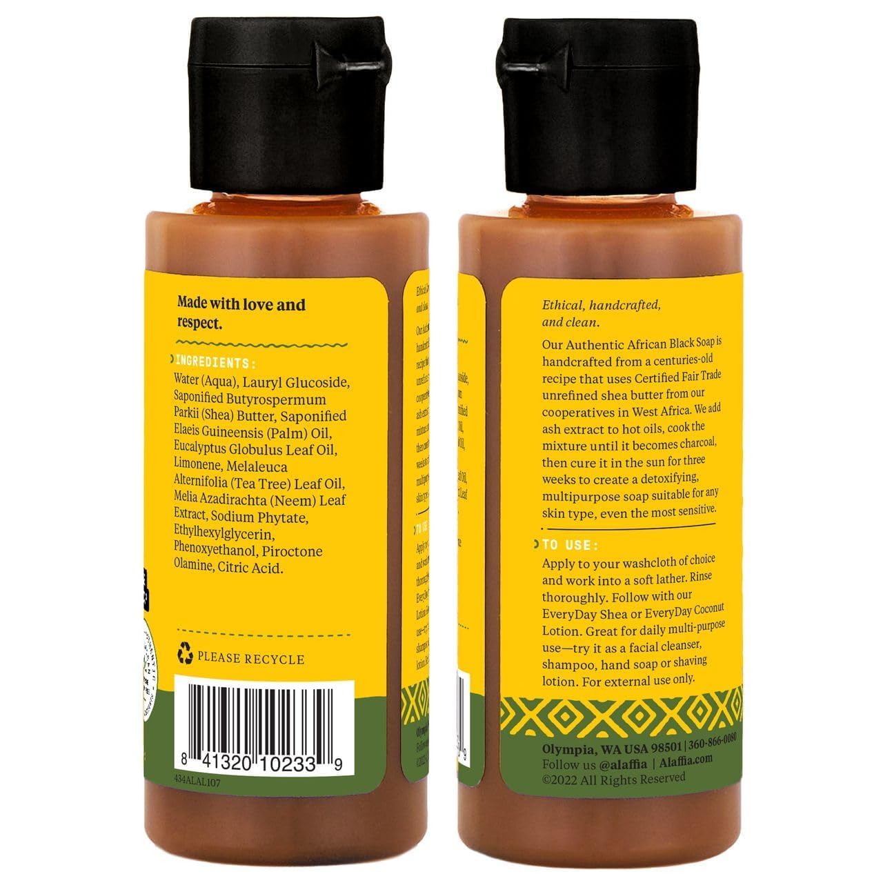 Alaffia Authentic African Black Soap Variety 2-Pack - All-In-One Liquid Soap, Travel-Size Eucalyptus Tea Tree + Full-Size Peppermint Body Wash, Face Beauty & Personal Care Alaffia