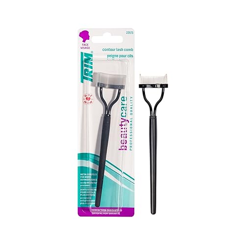 Trim Contour Lash Comb with Cover - Professional Eyelash Separator - Natural-Looking Defined Lashes - Metal Bristles - Curved Design - Non-Slip Handle Beauty & Personal Care Trim
