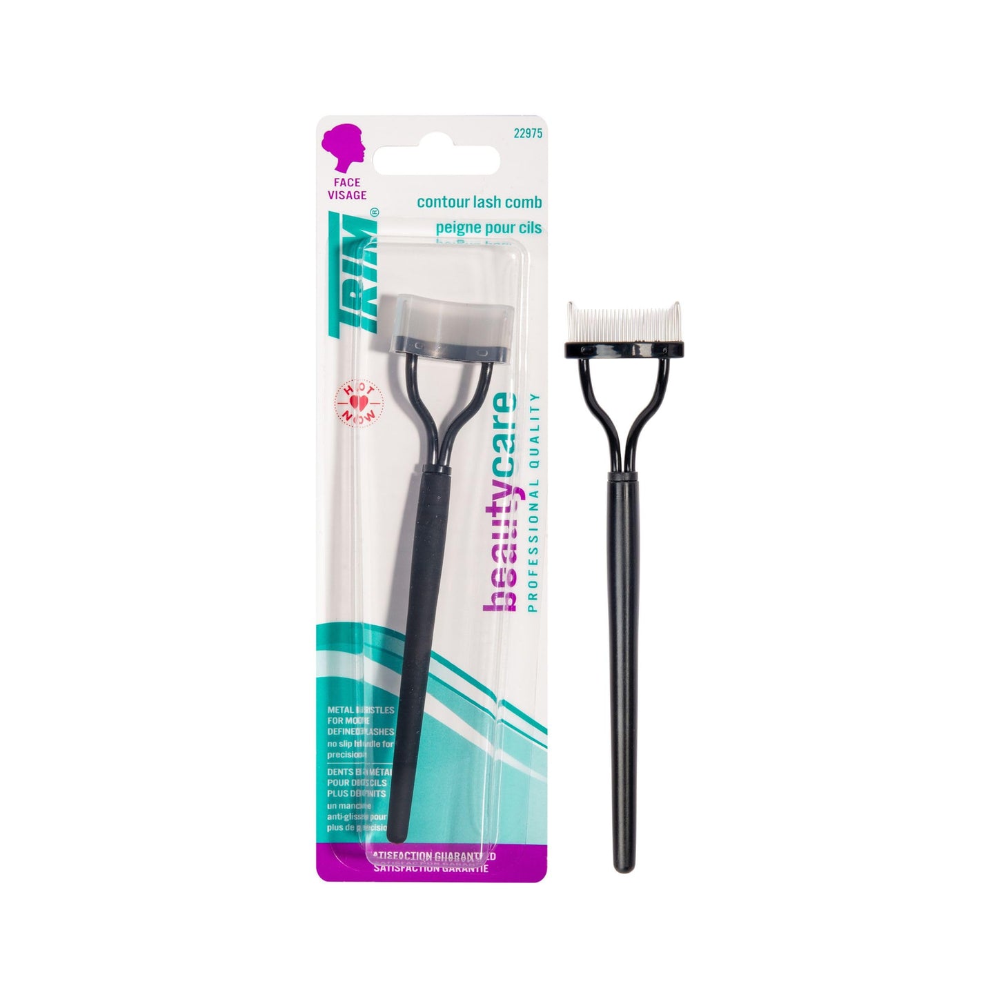 Trim Contour Lash Comb with Cover - Professional Eyelash Separator - Natural-Looking Defined Lashes - Metal Bristles - Curved Design - Non-Slip Handle Beauty & Personal Care Trim