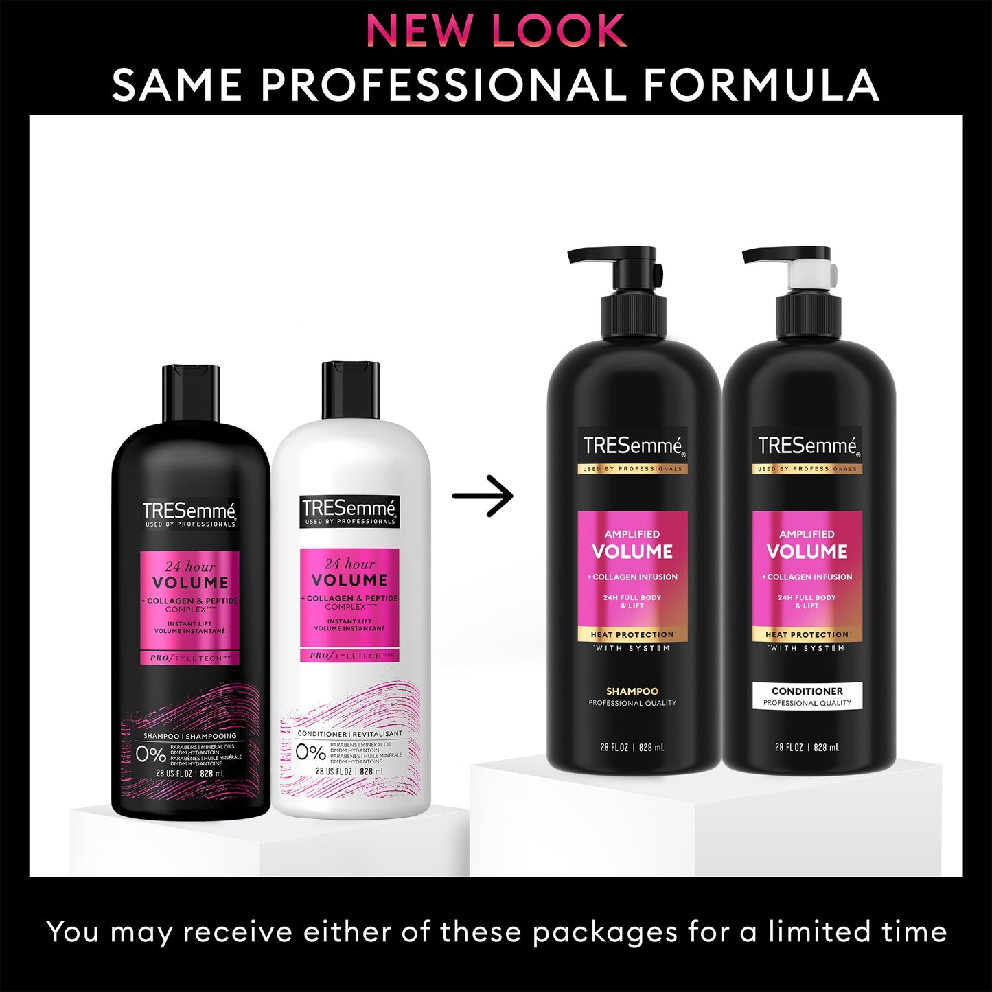 TRESemmé Shampoo and Conditioner Set, Amplified Volume + Collagen Infusion, 24H Full Body & Lift with Heat Protection + Keratin Repair Mask (3 Piece Beauty & Personal Care TRESemmé