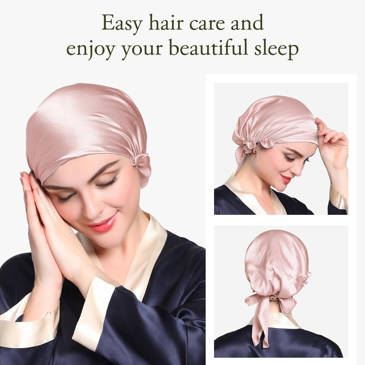 LilySilk Silk Bonnet for Sleeping Womens Sleep Cap 100% 19MM Mulberry Silk for Long Curly Hair Adjustable Stretchy Rosy Pink Beauty and Personal Care LilySilk