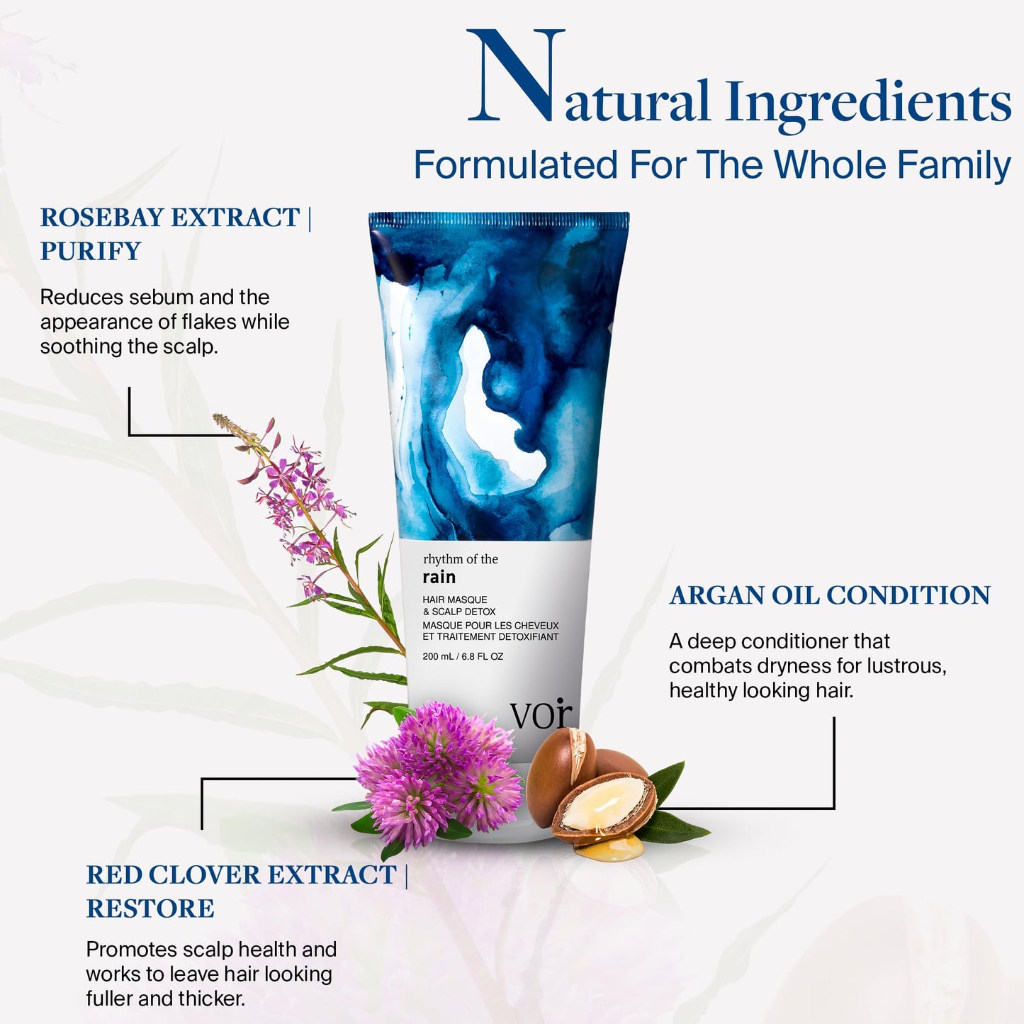 Voir Haircare Rhythm of the Rain Deep Conditioning Hair Mask with Argan Oil + Rosebay & Red Clover Extracts - Hair Mask for Damaged Hair - Scalp Beauty & Personal Care Voir Haircare