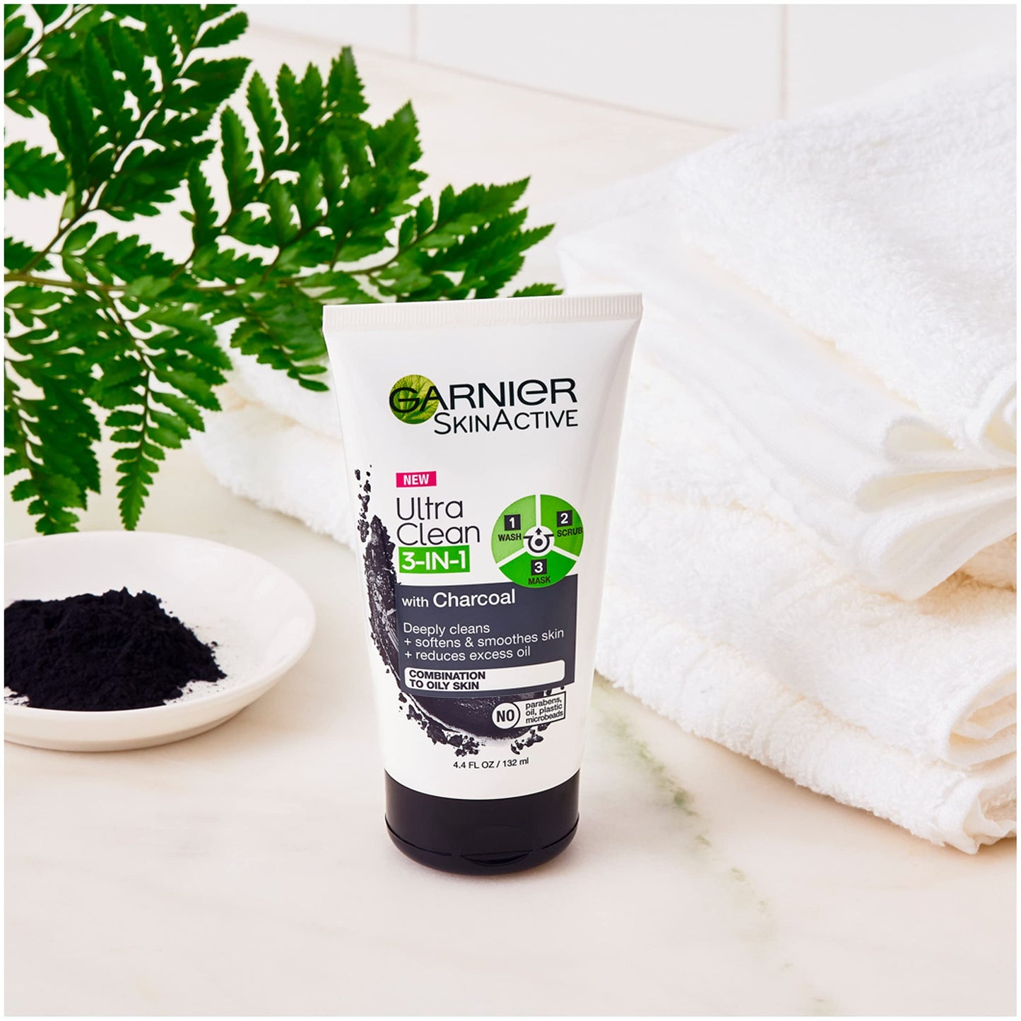 Garnier SkinActive Charcoal 3 in 1 Face Wash, Scrub and Mask, 4.4 fl. oz. Beauty & Personal Care Garnier