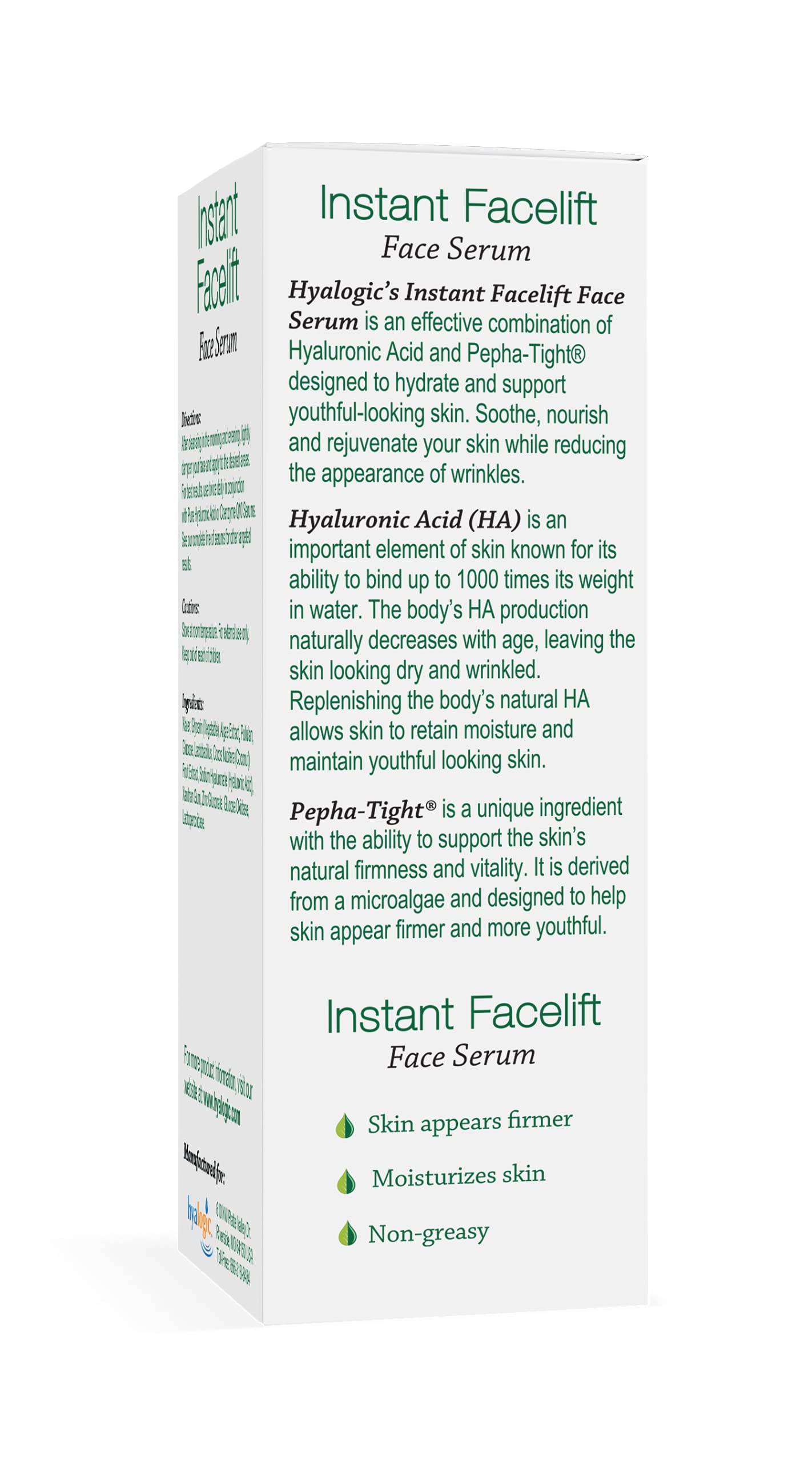 Hyalogic Instant Facelift Serum - Hyaluronic Acid & Pepha®-Tight for Skincare - Facial Serum for Instant Skin Firming, Fine Line & Wrinkle Reduction Beauty & Personal Care Hyalogic