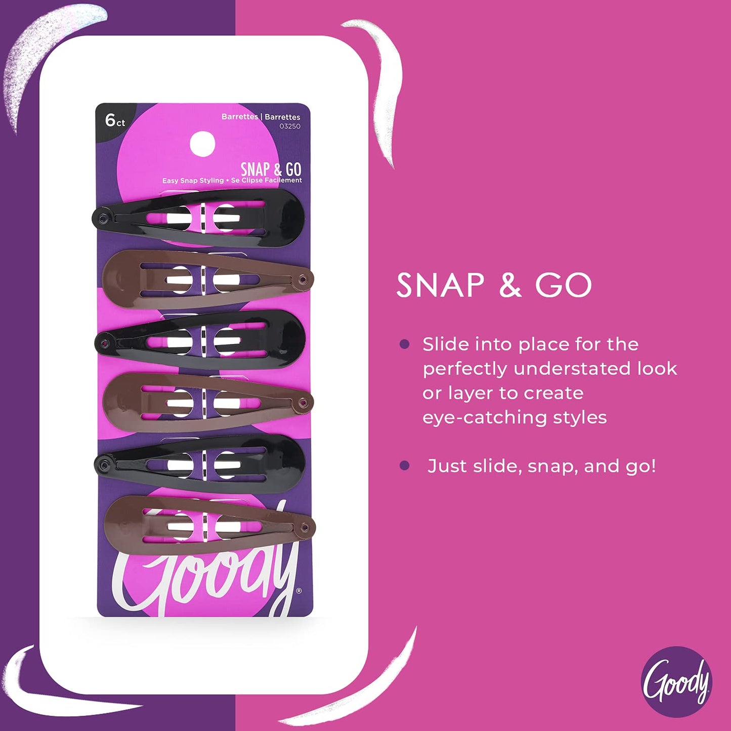 Goody Snap Hair Clips for Kids - 6 Ct, Neutral Tones, Hair Barrettes for Women & Men, Easy Stackable Styling, Comfort Contour Design, Hair Styling Beauty & Personal Care GOODY