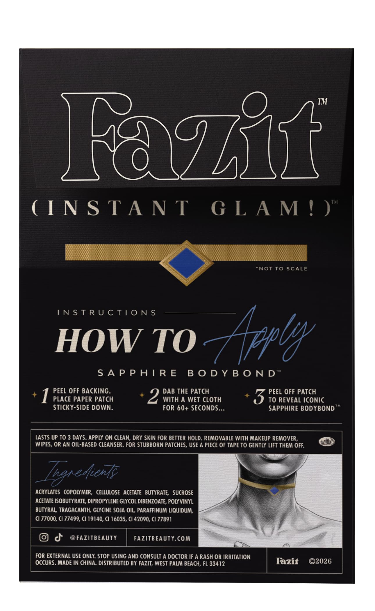 Fazit Makeup Patches - Sapphire Bodybond - Glow Up Make-Up Patches - Cute Glitter Makeup Accessories for Women - Cosmetic Body Glitter Beauty & Personal Care Fazit