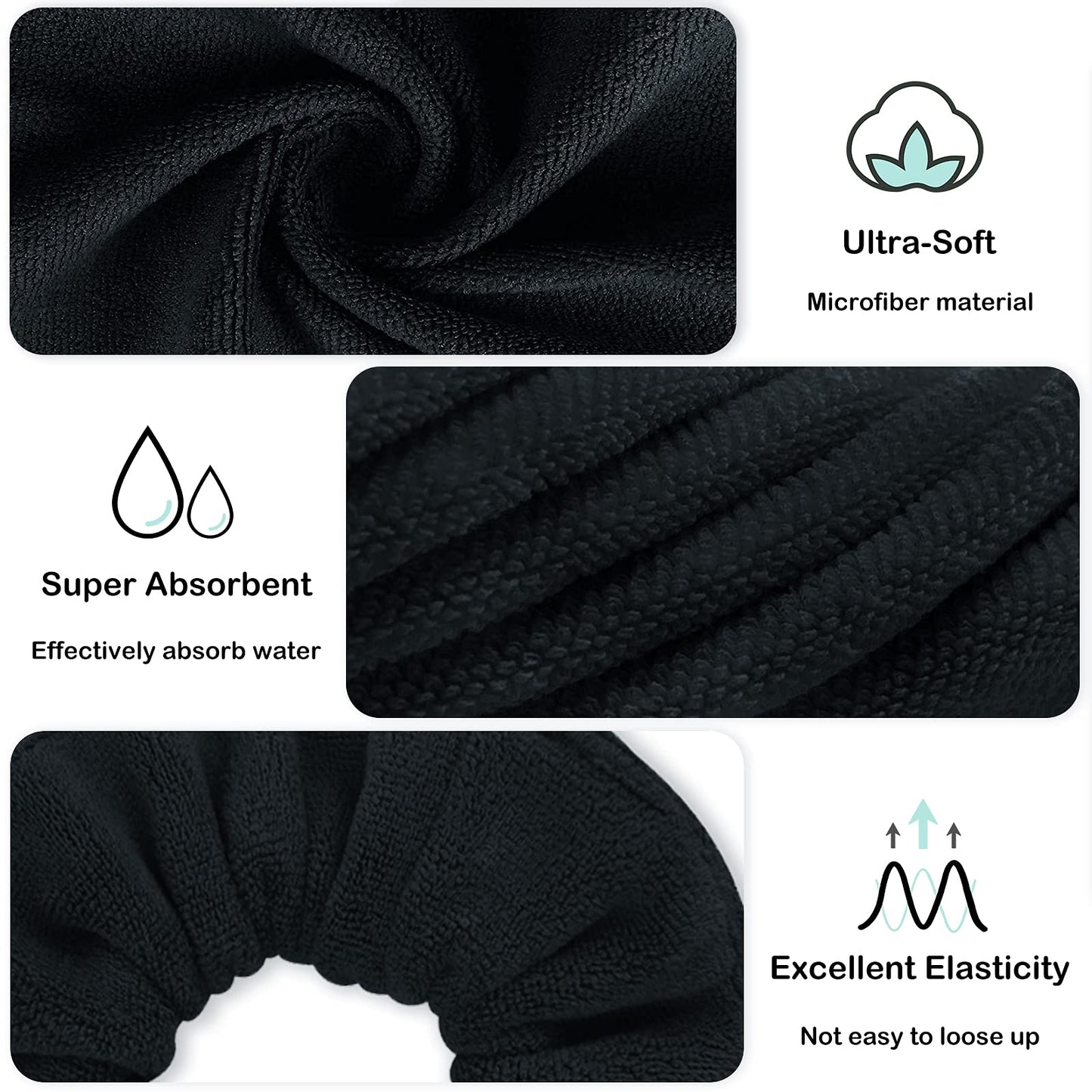 IVARYSS Super Towel Scrunchies for Drying Hair, Absorbent and Soft Microfiber for Frizz Free, Large Thick Ponytail Holder Wet Hair Accessories Beauty & Personal Care IVARYSS