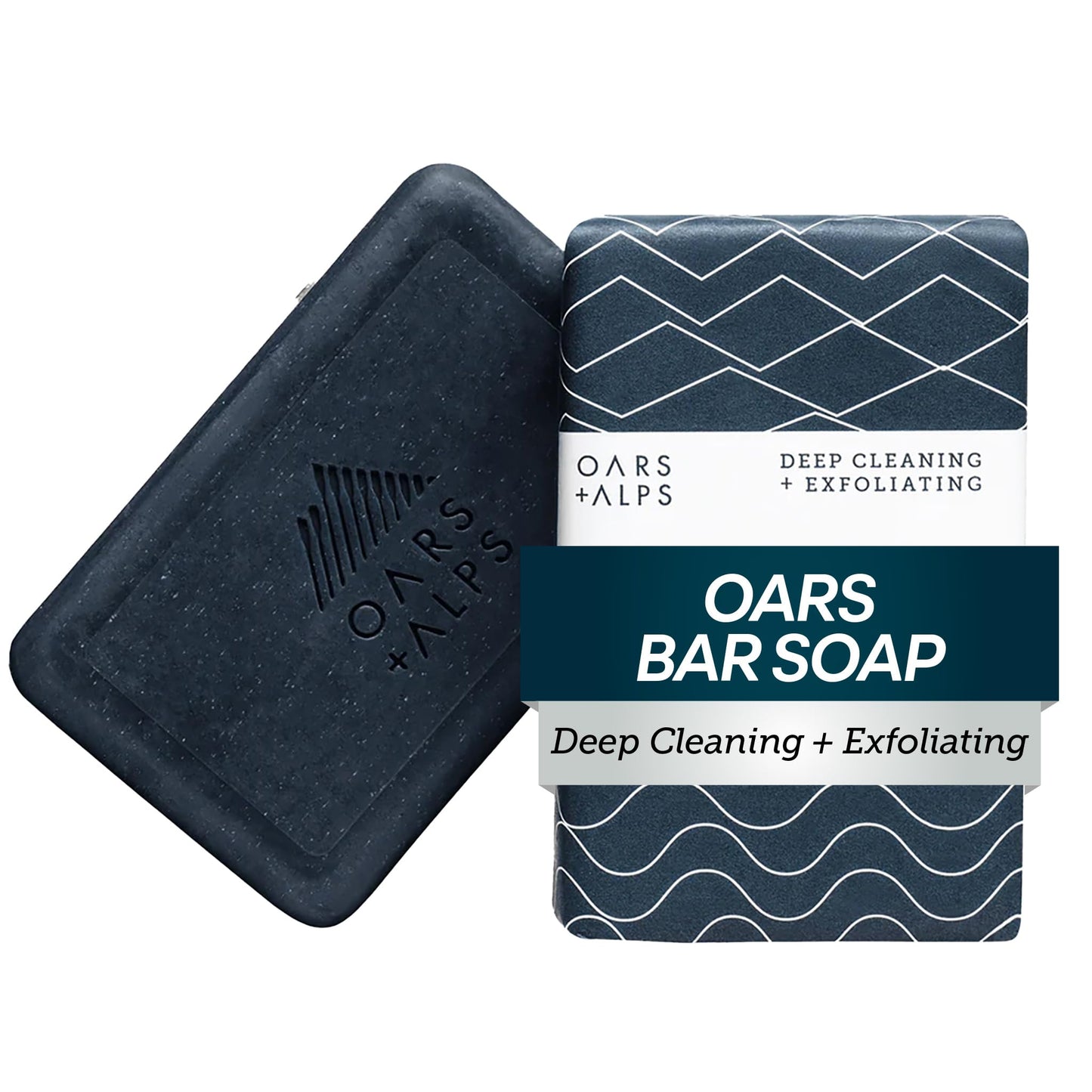 Oars + Alps Exfoliating & Moisturizing Bar Soap for Men, Deep Cleaning Soap, Clean Ingredients, All Skin Types, Blue Charcoal, 1pk Beauty & Personal Care Oars + Alps