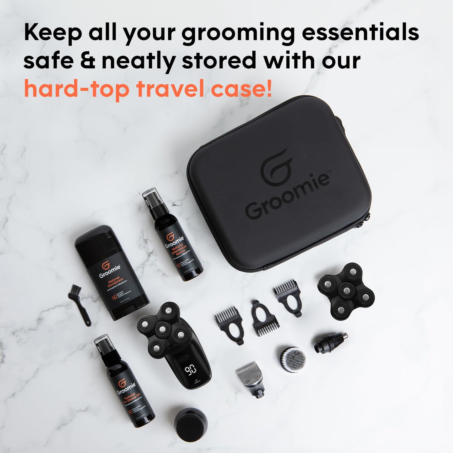 Groomie Travel Case for BaldiePro Electric Head Shaver for Men - Sleek Hard Case for Shaving Kit - Portable On-the-Go Accessory for Head Shaver Beauty and Personal Care Groomie