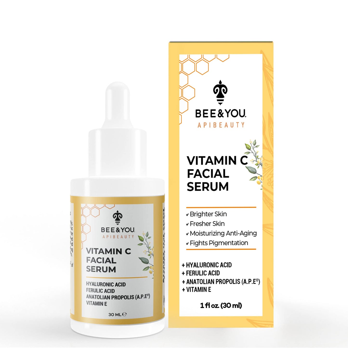 Bee and You Vitamin C Face Serum | Moisturizing Anti Aging, Reduce the Appearance of Dark Spots, Glow Up Skin Brightener with Propolis, Vitamin E Beauty & Personal Care BEE & YOU