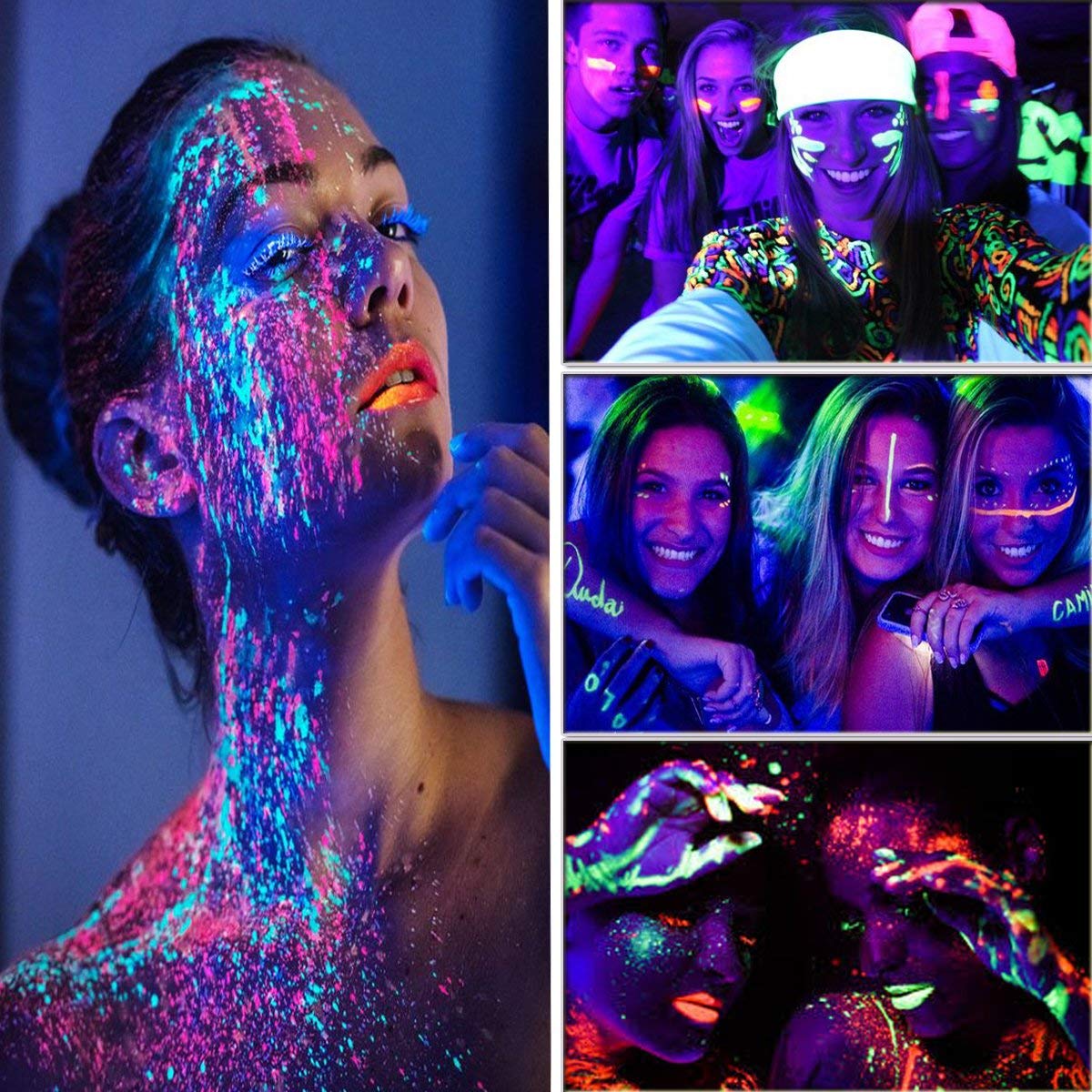 HomeHere Glow in Dark Face Body Paint UV Blacklight Neon Fluorescent 0.34oz Set of 6 Tubes Beauty & Personal Care HomeHere