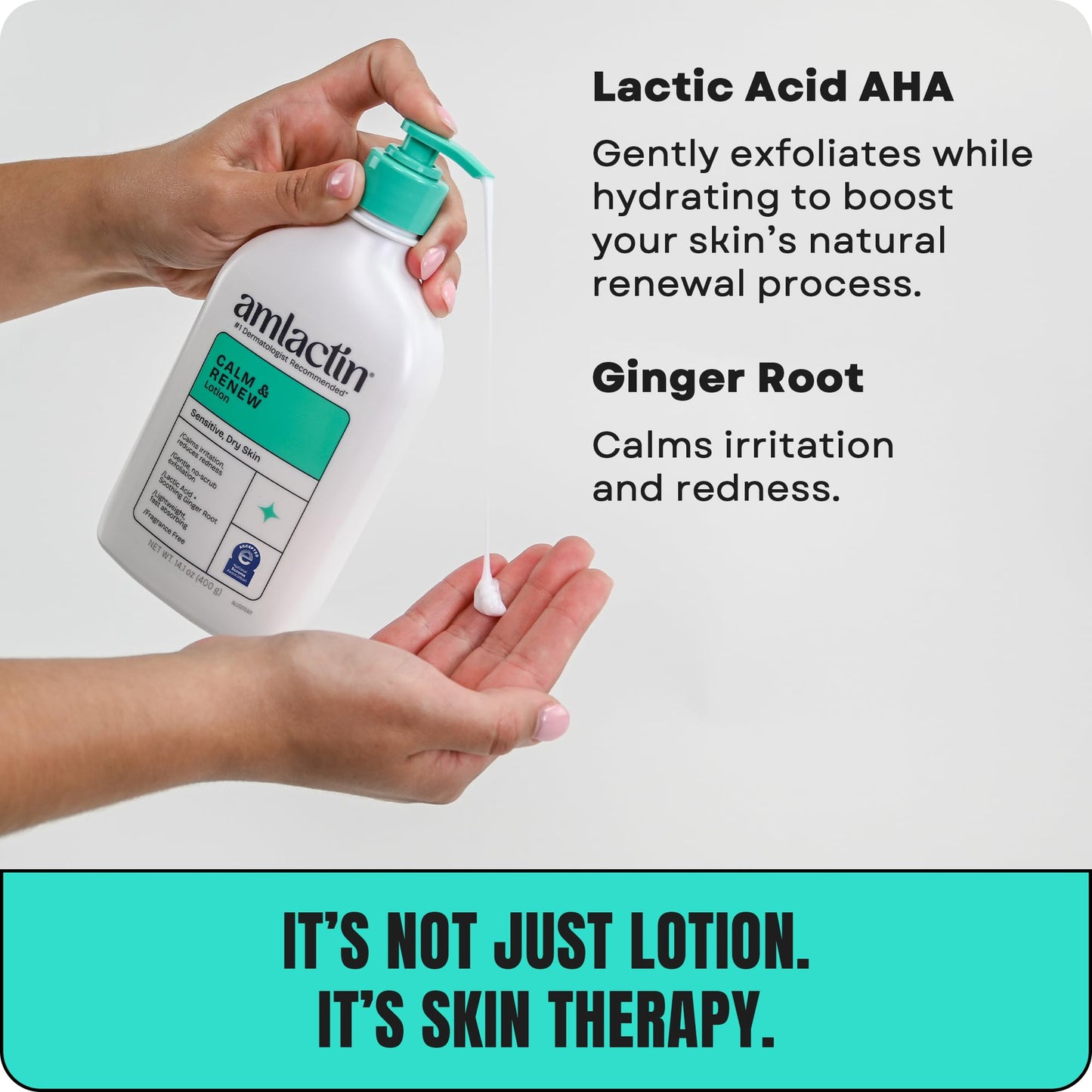 AmLactin Calm & Renew Lotion - Therapeutic Body and Face Moisturizer for Sensitive Skin - No-Scrub Exfoliator and Body Lotion for Dry Skin with Lactic Beauty & Personal Care AmLactin
