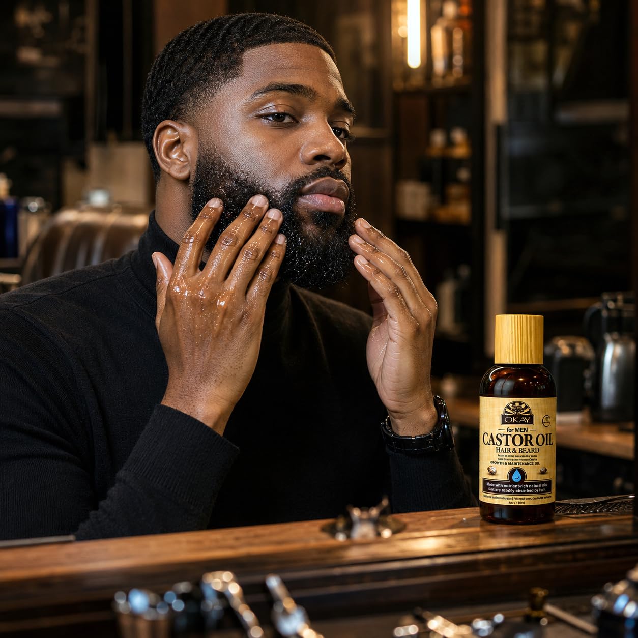 OKAY MEN Castor Oil Beard & Hair Oil - Beard Health Oil Treatment for Men, Moisturizer for Soft Hair with Natural Ingredients, Hexane Free - 4 oz Beauty and Personal Care OKAY
