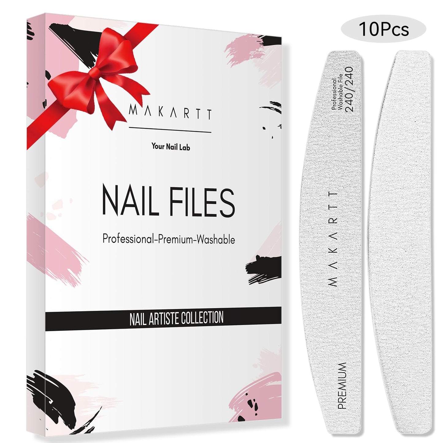 Makartt Nail File: 240/240 Grit Emery Boards for Nails, 10pcs Ultra-Fine Filer Kit for a Shiny Finish Zebra Doubled Sides Washable Manicure Pedicure Beauty & Personal Care Makartt