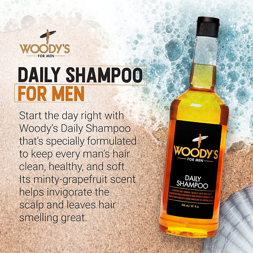 Woody's Daily Shampoo for Men - Sulfate-Free, All-Natural & Organic Scalp Cleanser for Healthy Hair, 32 fl oz Beauty & Personal Care Woody's