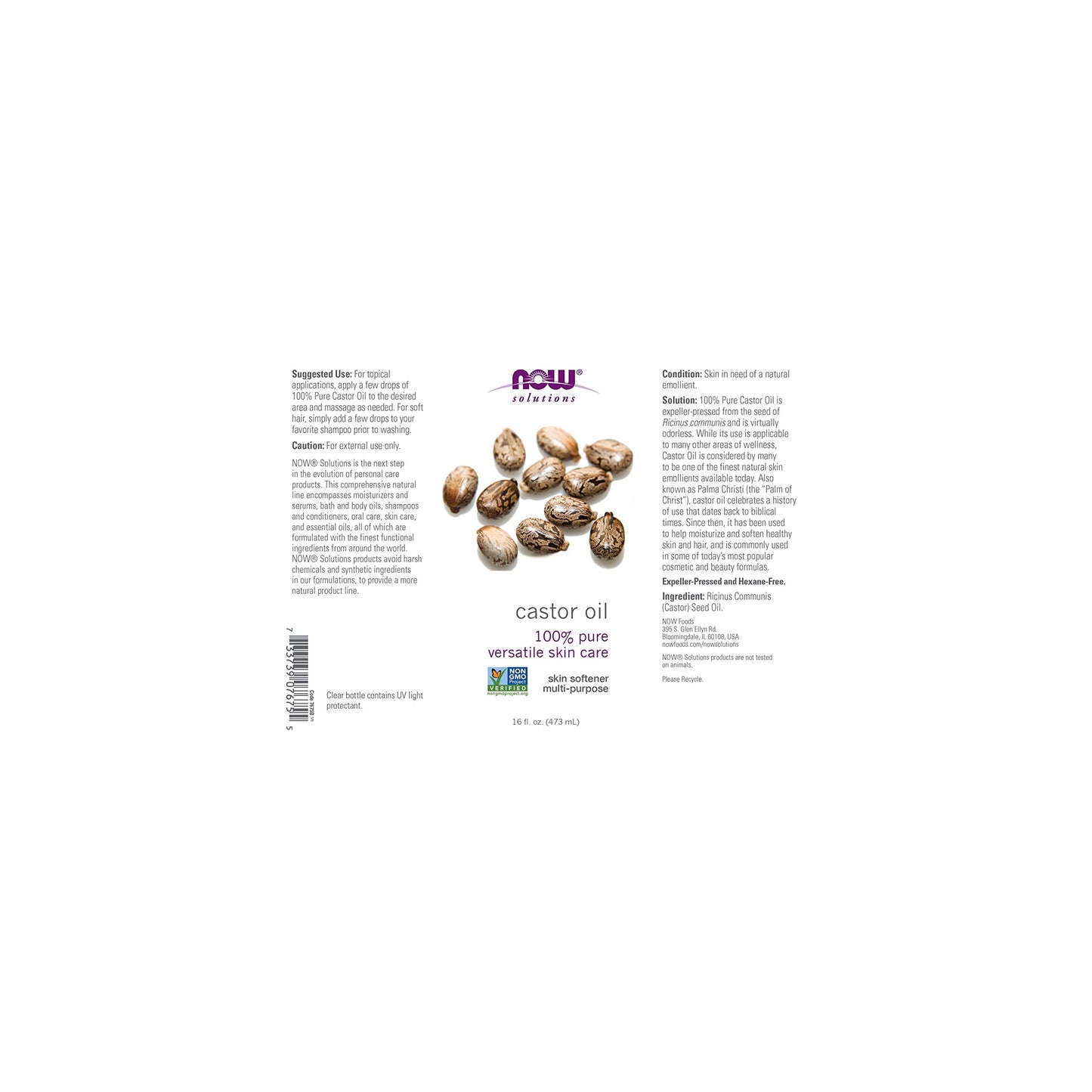 NOW Solutions Castor Oil, 100 % Pure, 16-Ounce Beauty & Personal Care NOW Foods