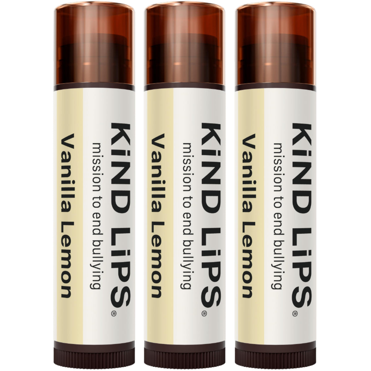 Kind Lips Organic Vanilla Lemon Lip Balm 3-Pack - Refreshing & Comforting Lip Care for Dry, Chapped Lips • 100% Natural, Clean, Gluten-Free Beauty & Personal Care Kind Lips