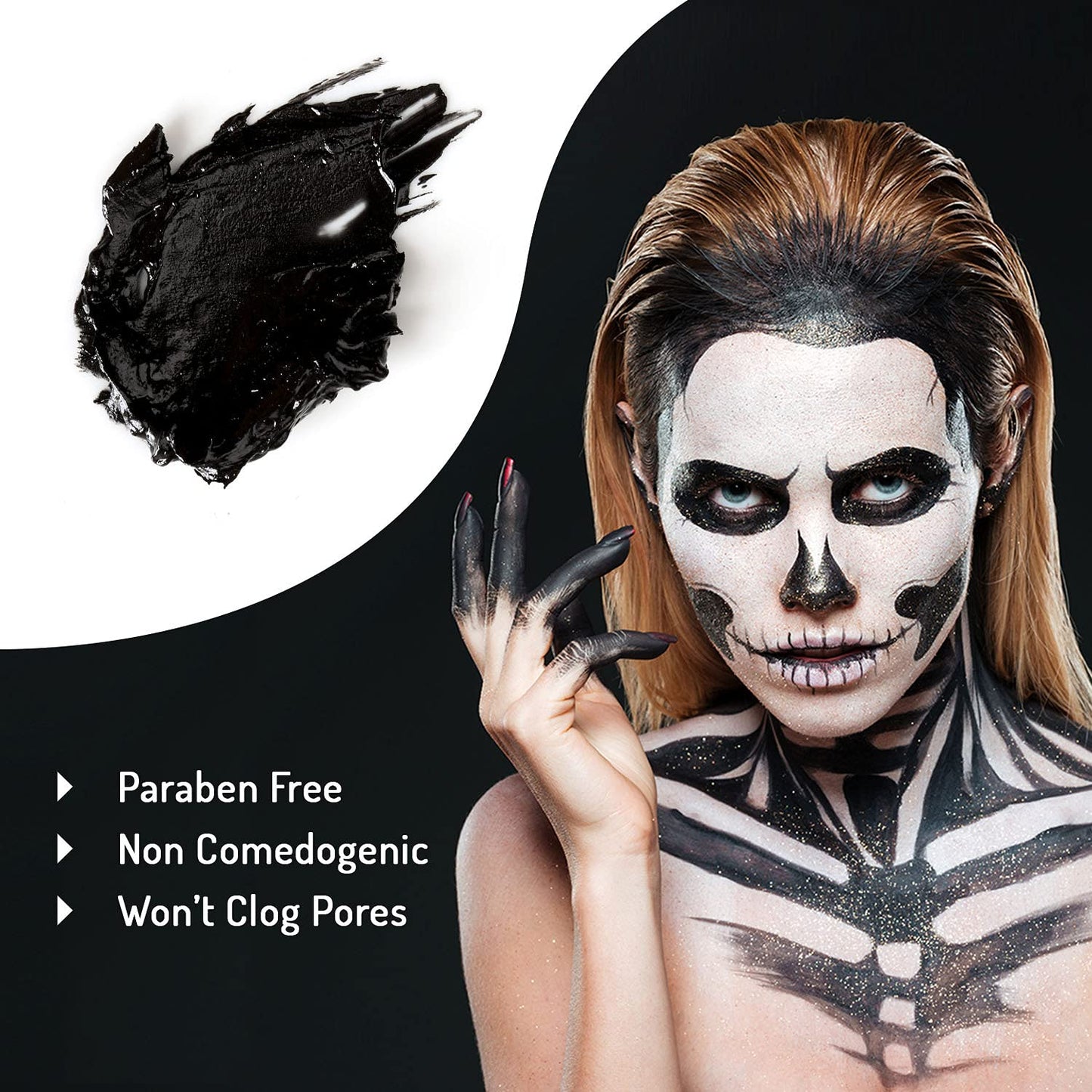 MANIC PANIC Raven Black Face Paint - Black Makeup for Face, Eyes & Body - High Pigment Body Paint with Matte Finish - Halloween, Cosplay & Stage Beauty & Personal Care MANIC PANIC