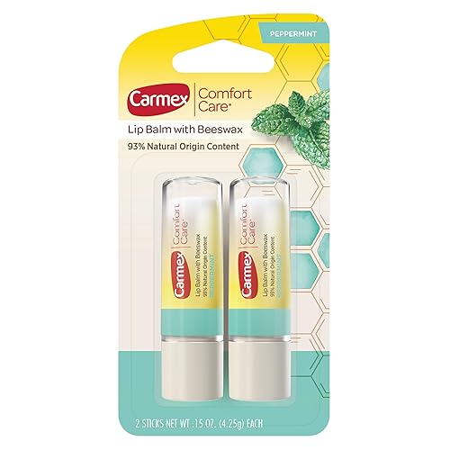 Carmex Comfort Care Lip Balm Stick with Beeswax, Peppermint Lip Balm - 0.15 OZ Each, 2 Count Beauty & Personal Care Carmex
