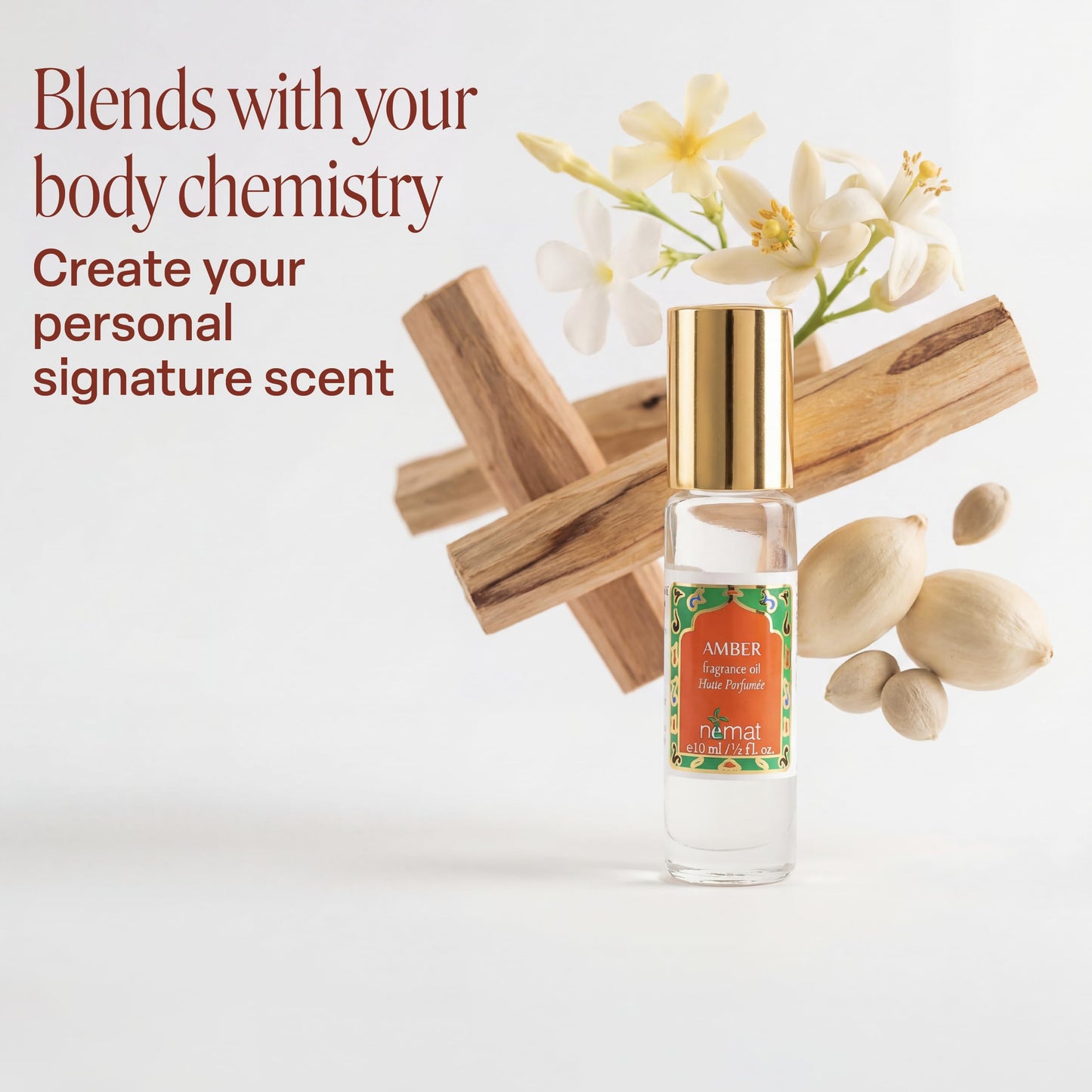 Nemat International Amber Perfume Oil Roll-On - Long Lasting Alcohol Free Amber Oil Perfume for Women and Men, Essential Oil Based Fragrance, Clean Beauty & Personal Care Nemat International