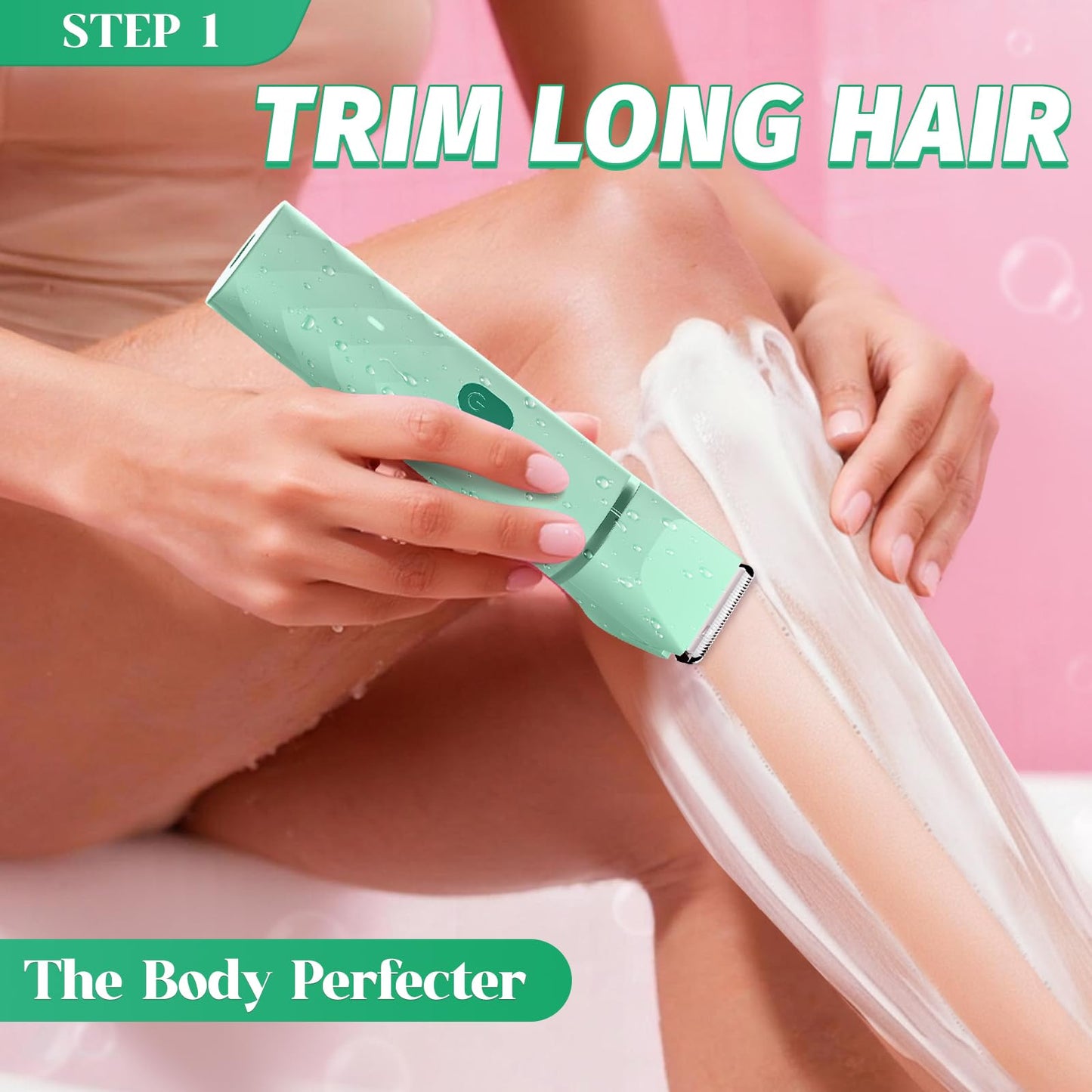 Bikini Trimmer for Women, IPX7 Waterproof, Painless Rechargeable Electric Razor Remover, 2-in-1 Facial & Pubic Hair Removal for Sensitive Skin Beauty and Personal Care AIDIAM