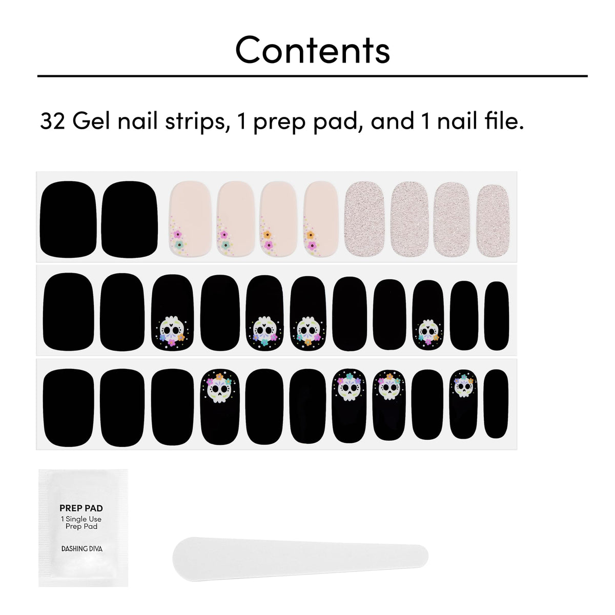 Dashing Diva Gloss Nail Strips - Sugarcoat It | UV Free, Chip Resistant, Long Lasting Gel Nail Stickers | Contains 32 Wraps, 1 Prep Pad, 1 File