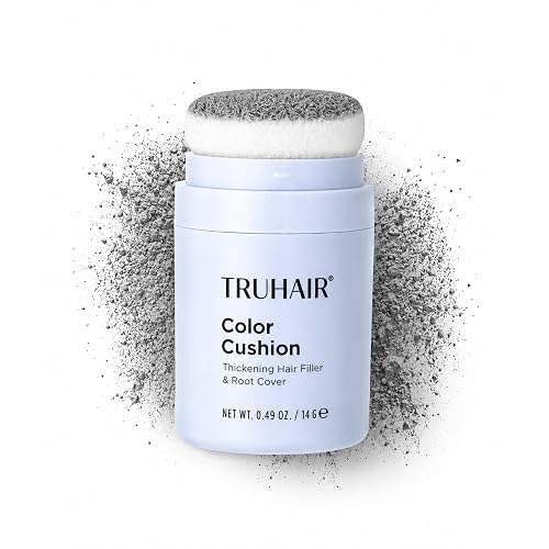 TRUHAIR Color Cushion Thickening Hair Filler & Root Cover Up Powder - Oil Absorbing Hair Fibers for Thinning Hair - Instant Volume, Gray Coverage Beauty & Personal Care Truhair