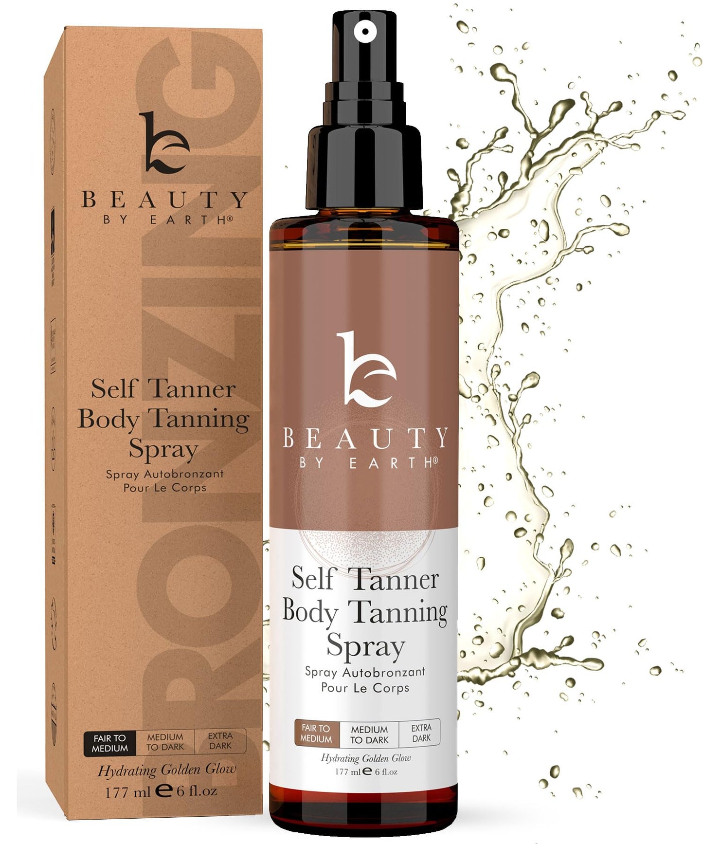 Self Tanner Spray - USA Made with Natural & Organic Ingredients, Fast Drying Spray Tan for Pale Skin, Non Toxic Gradual Tanning Spray, Sunless Tanning Beauty & Personal Care Beauty by Earth