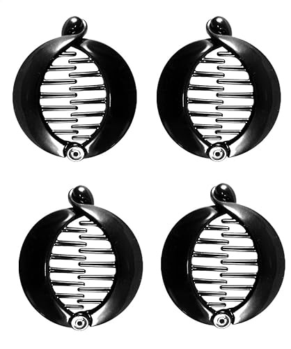 Prettyou 2.5 Inches Effortless Beauty Assorted Side Combs Ponytail Hair Clip Comb Pin Round Banana Clips, Pack of 4 (Black) Beauty & Personal Care Prettyou