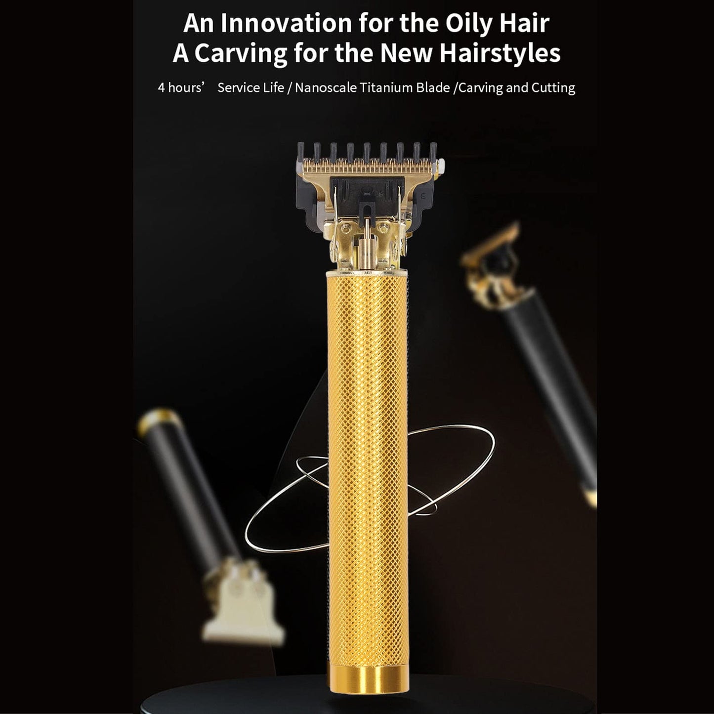 EVGATSAUTO Professional Cordless Electric Hair Clipper Rechargeable Aluminum Alloy Travel TBlade for Golden Beauty and Personal Care EVGATSAUTO