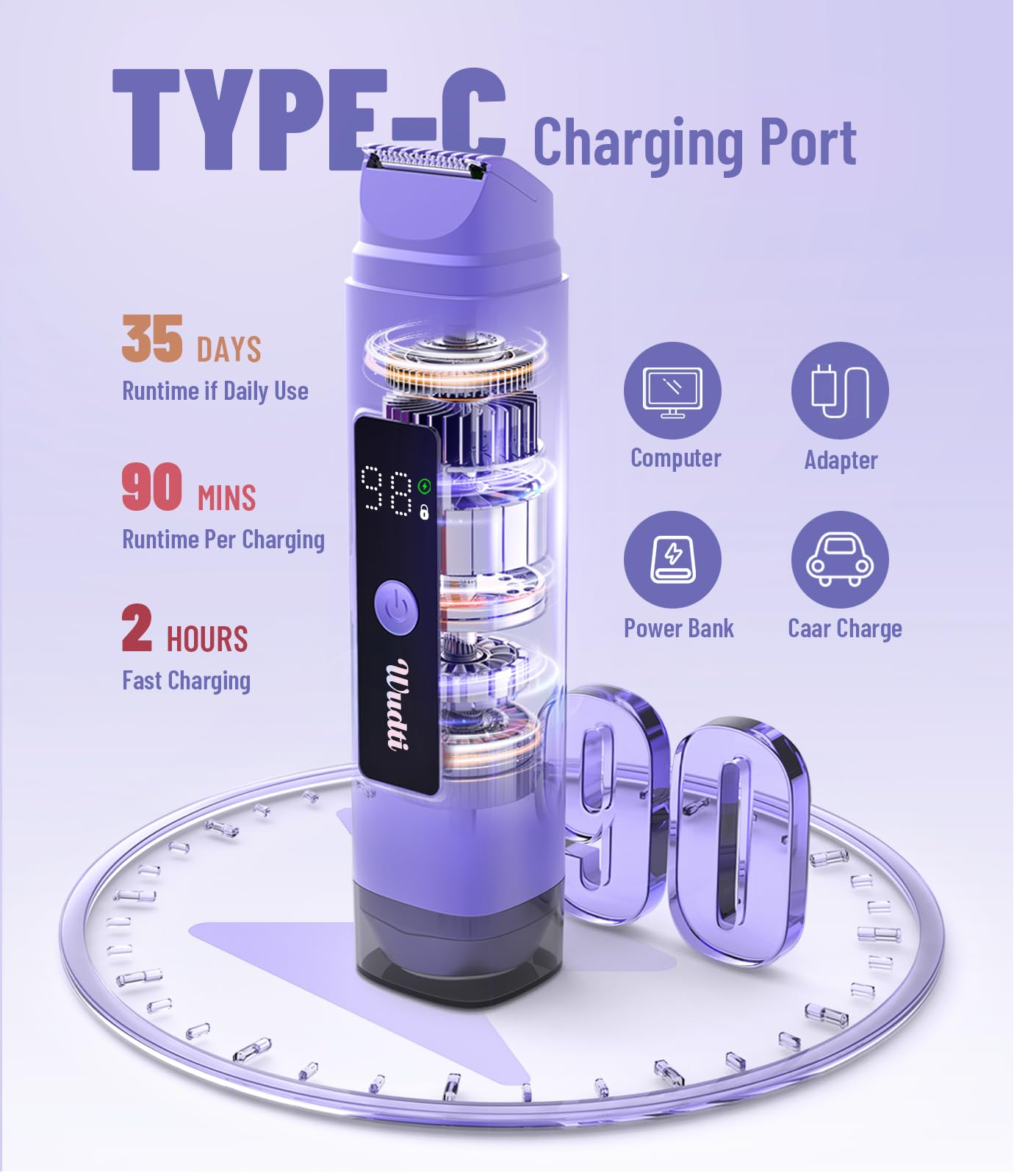 Dynooper Electric Bikini Trimmer for Women: IPX7 Waterproof Dual Head Cordless Electric Shaver for Women with LED Display & 0.5mm Ceramic Blades Beauty and Personal Care Dynooper