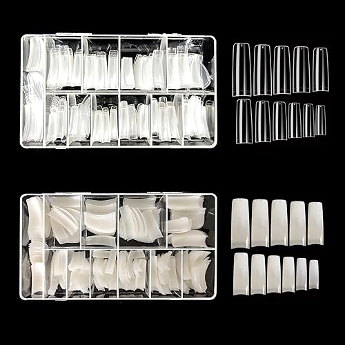 Vivace 2PACK Natural/Clear Half-moon 510 Artificial Fake Gel Nails (total 1020Tips) 11Sizes For Nail Salon Nail Shop 27010/27012 (Half-Moon) Beauty & Personal Care Vivace
