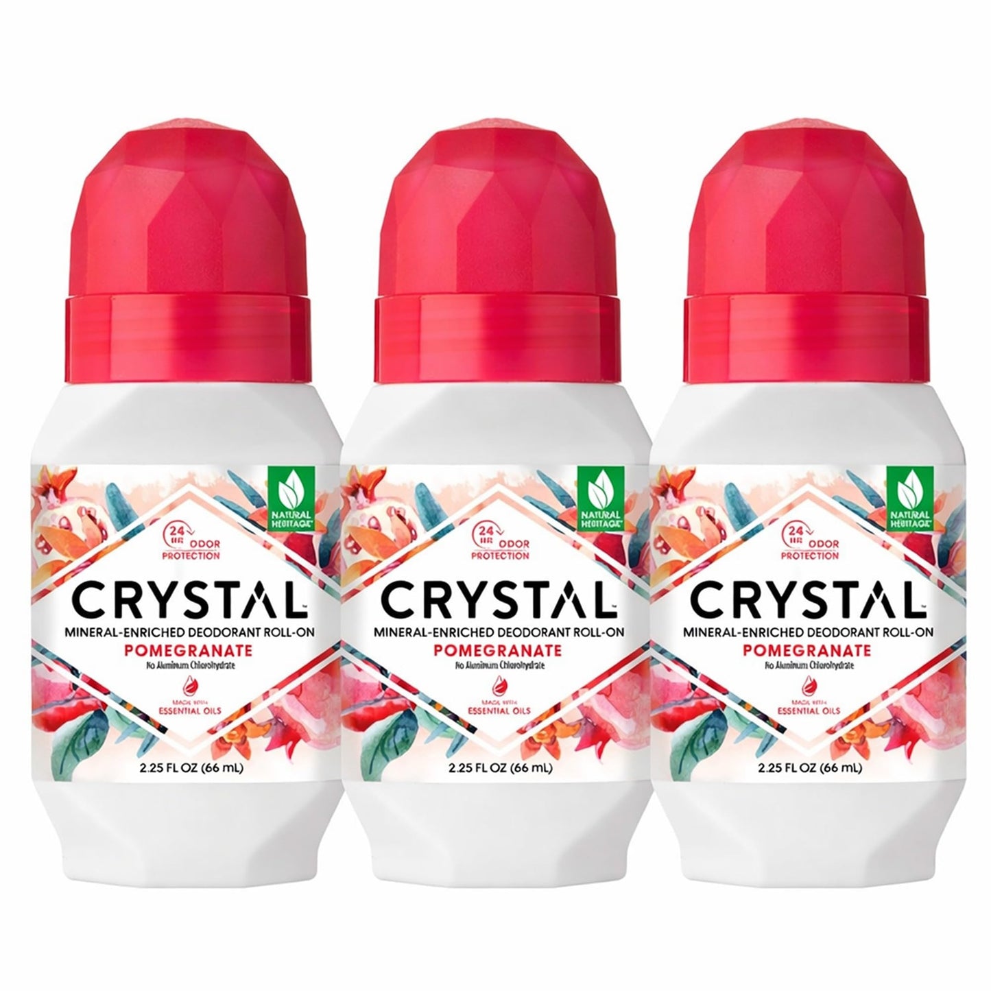 Crystal Mineral Deodorant Roll-On Body Deodorant With 24-Hour Odor Protection, Pomegranate, Non-Sticky Roll-On, Aluminium Chloride, 2.25 FL OZ - 3 Beauty and Personal Care Crystal Essence