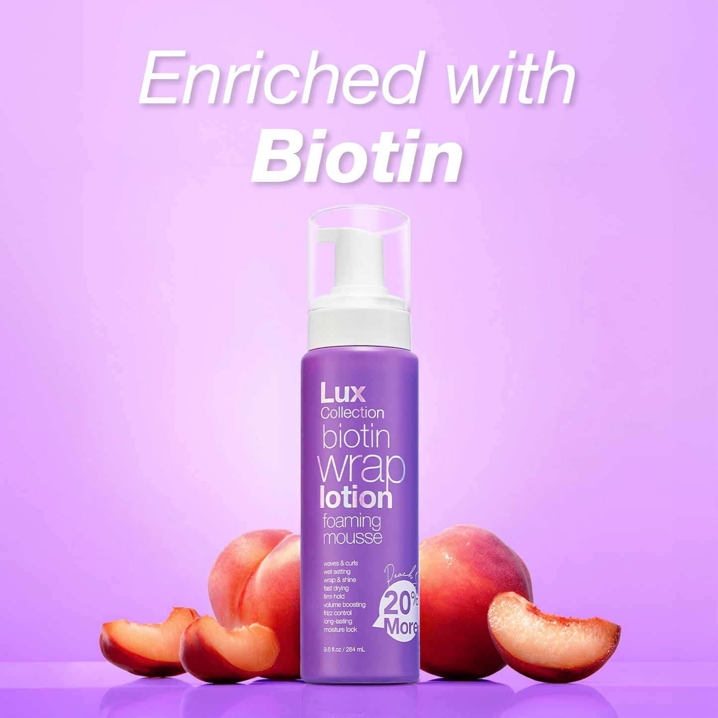 Lux Collection Wrapping Foam Lotion Wave Curl Wet Setting Styling Hair Foaming Mousse 9.6 fl.oz / 284mL Biotin Beauty & Personal Care Lux Collection