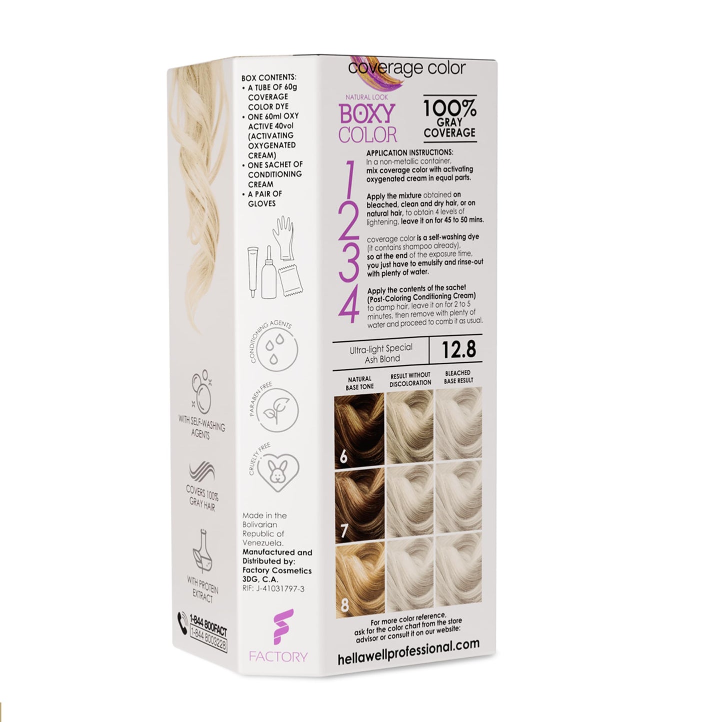 BOXY COLOR Coloring kit professional, permanent color cream hair dye with Vegetal Protein to get Hair with intense color shiny and silky. 100% Gray Beauty & Personal Care HELLAWELL PROFESSIONALS