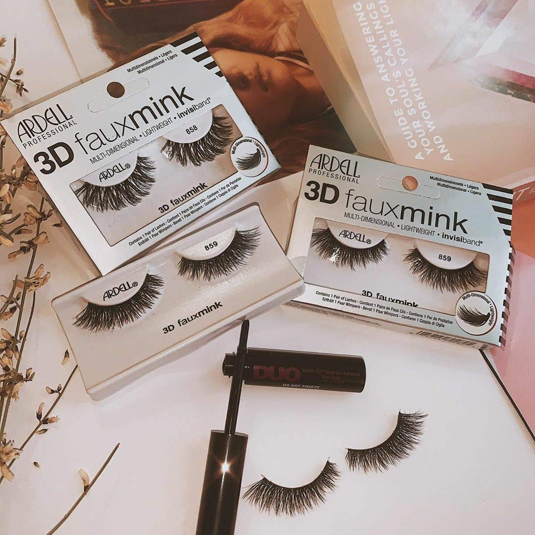 Ardell 3D Faux Mink Lashes False Eyelashes 859 - Fluffy & Voluminous Strip Wispy Lashes for a Natural Glam Look, 4 Pairs