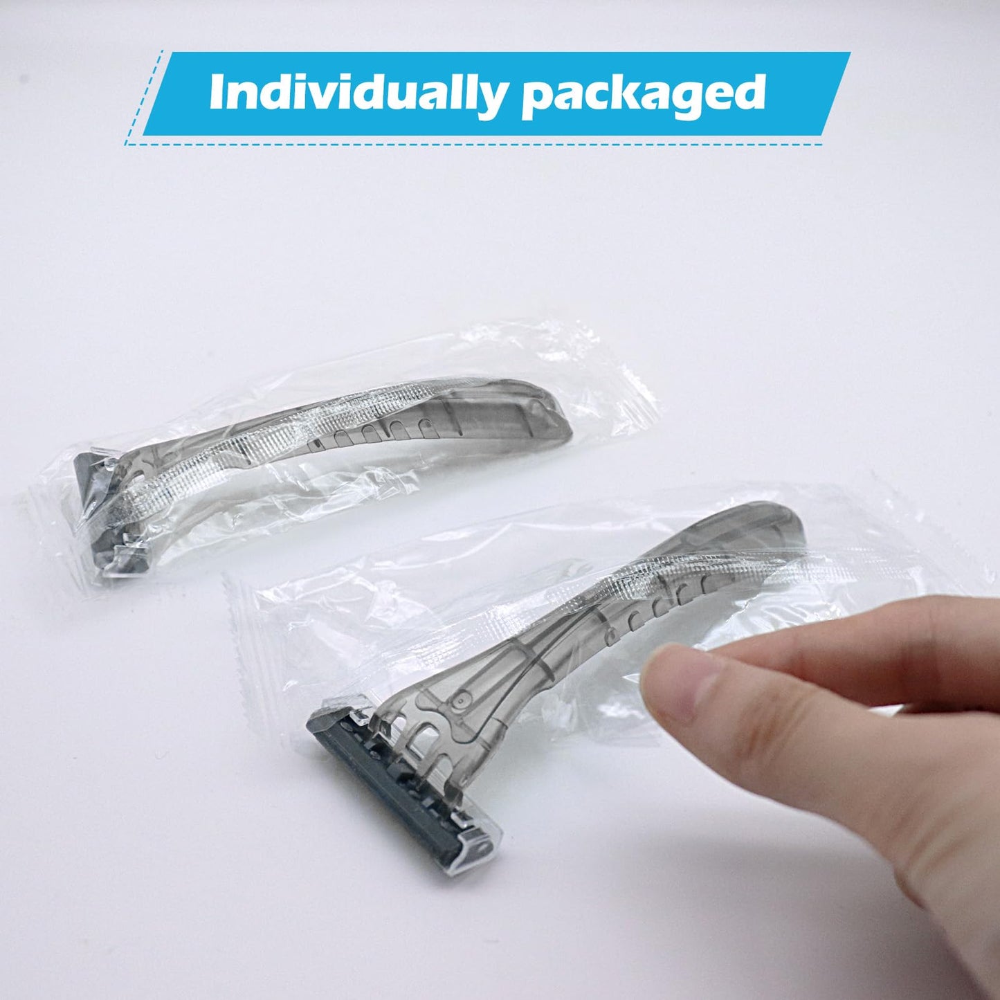 3 Blade Disposable Razors,Three Triple Stainless Steel Blade Individually Wrapped Grey Disposable Razors Bulk for Hotel,Airbnb,Bnb,Travel,Homeless Beauty and Personal Care Kheoxusa